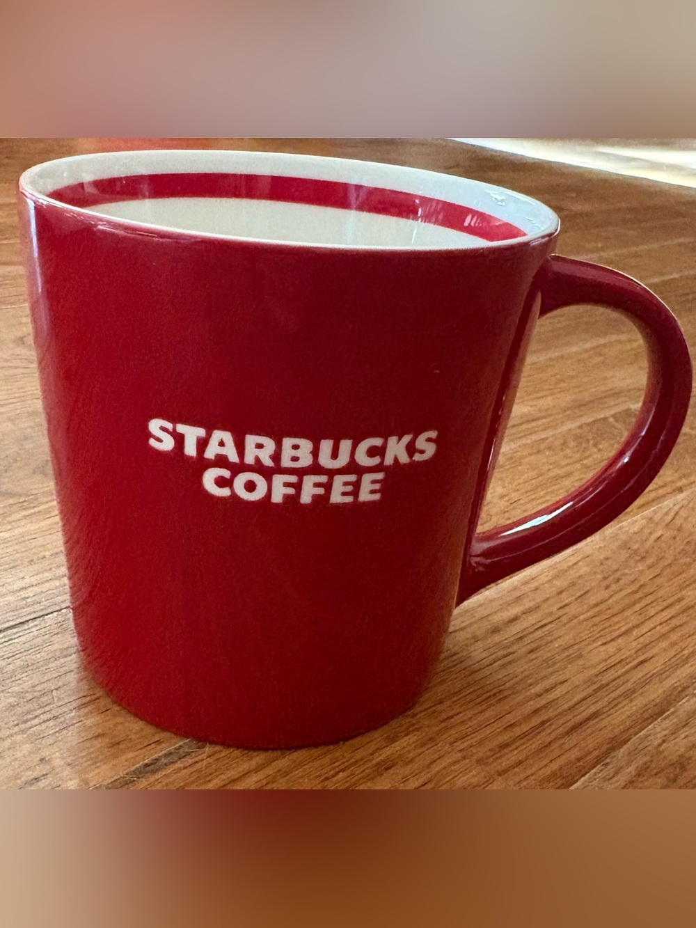 Starbucks Rare 2008 Ceramic Mug,14 fl.oz. Solid Red "Starbucks Coffee" Embossed